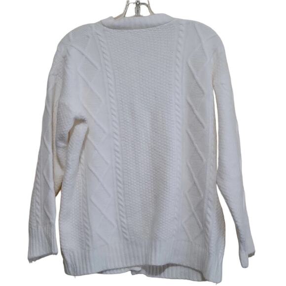 White Button Front Sweater Women's Sz Medium - Picture 5 of 5